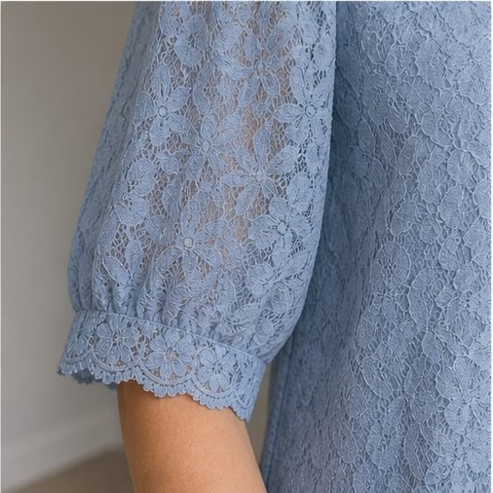 Blue Wrap Blouse - Picture 5 of 6